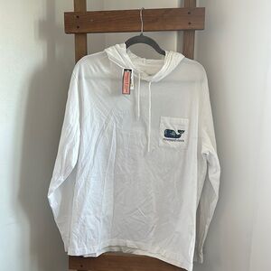 Vineyard Vines White Hooded Long Sleeve with Whale Logo - NEW WITH TAGS